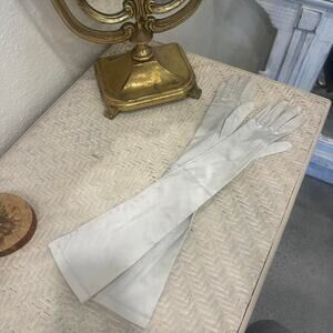 Vintage Silver Opera Gloves | Satin Formal Gloves | Bridal & Evening Gloves